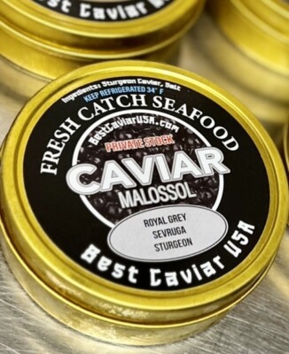   Royal Grey SEVRUGA  Sturgeon CAVIAR   125 Gram / 4.4oz - Black Caviar