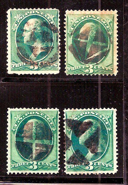 Us 1800s Fancy Cancels ~ Four Opposed Triangle/arc Designs