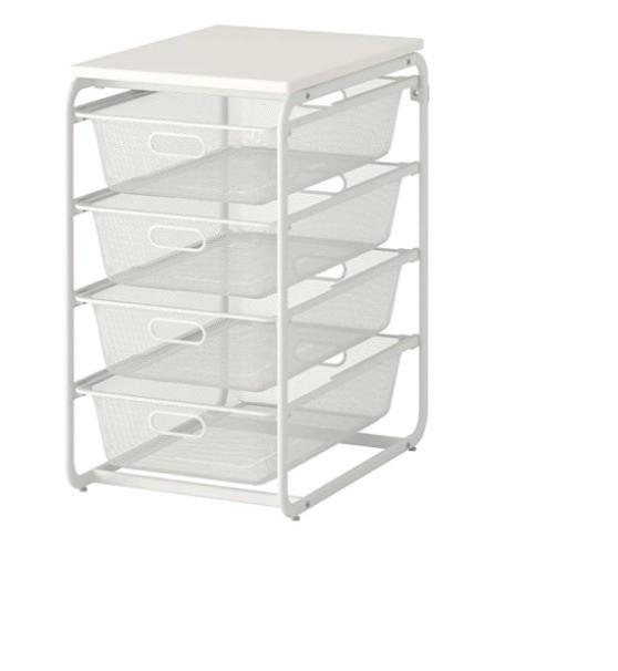 IKEA Algot 4 drawer white storage unit with wired baskets in