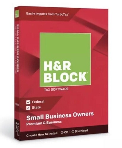 H&R BLOCK Tax Software Premium & Business 2018 PC CD-Rom - Sealed