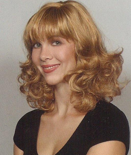 Red Mid Length Wavy Wig W Loose Curls Bangs Jenna Ebay