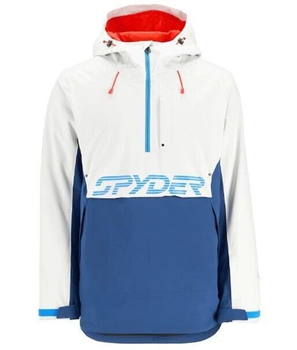 Pre-owned Spyder Men's Signal Anorak Retro Jacket Ski Snow Tannin, Glacier Abyss 221044