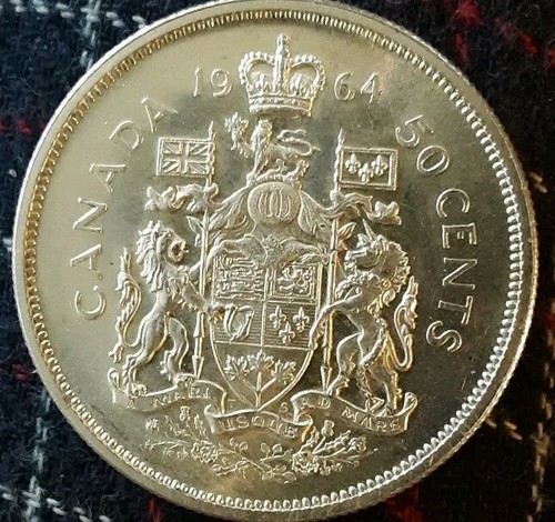 1964~~CANADIAN 50 CENTS~~SILVER~~SCARCE~~CANADA~~AU-BU  #2