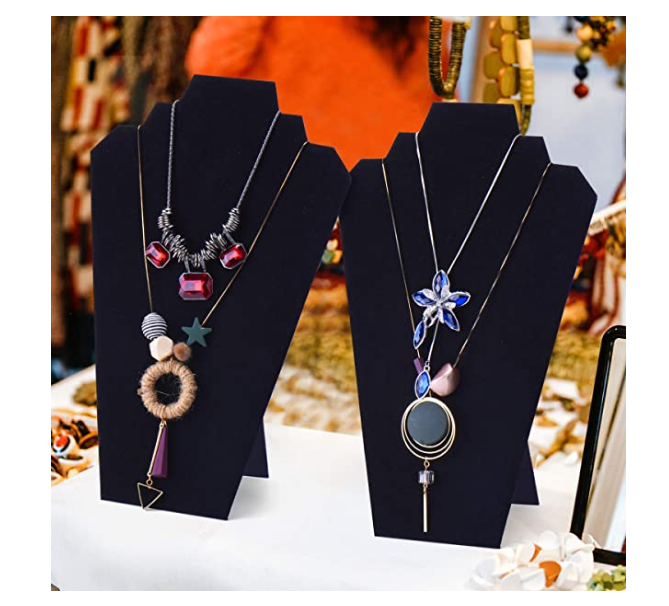 Necklace Display Stand Black Velvet Jewelry Pendant Neck Organizer Lot 6 Pack US