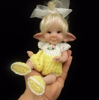 5" polymer clay art baby elf troll doll sculpt ooak by ursula