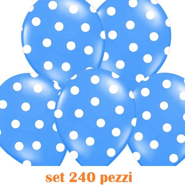 Set 240 Pezzi Palloncini Colore Blu Pois Feste Compleanni Party Bambini dfh