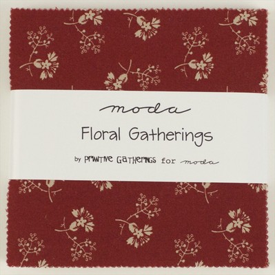 floral gatherings~moda fabric~42-5" squares~charm pack~primitive