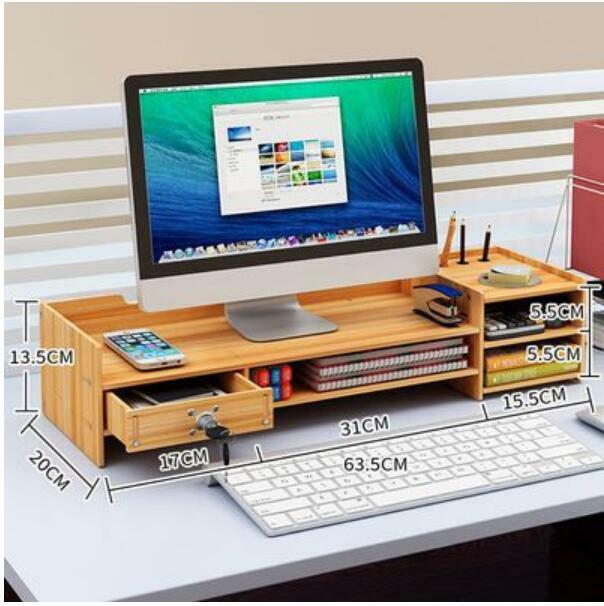 Diy Office Cherry Wood Monitor Stand Arm Riser Desk Storage W