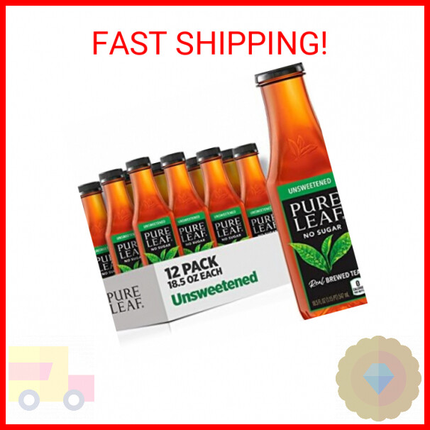 Pure Leaf Iced Tea, Unsweetened Real Brewed Tea, 18.5 Fl Oz (Pack of 12)