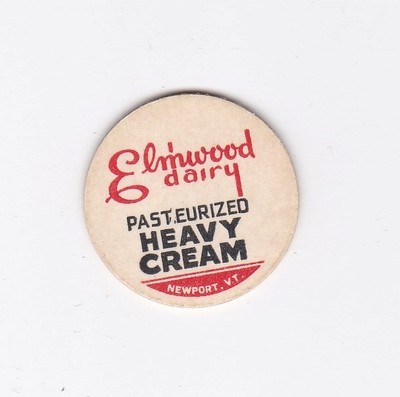 milk bottle cap. the elmwood dairy. newport, vt.