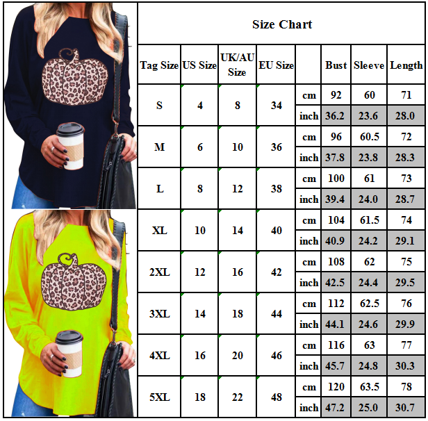 Damen Fasching Kürbis Bluse Langarm TShirt Freizeit Tunika Oberteile Tops