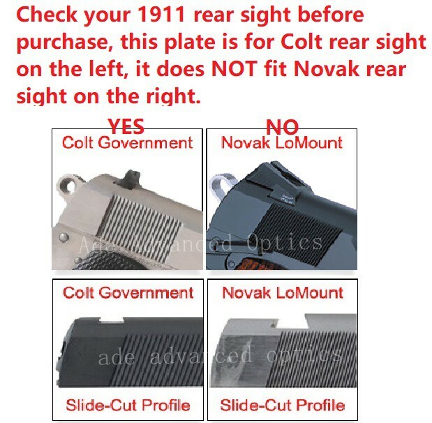 Colt GI 1911 Pistol Mount Plate for Vortex Venom,Doctor,Insight,Burris Red Dot