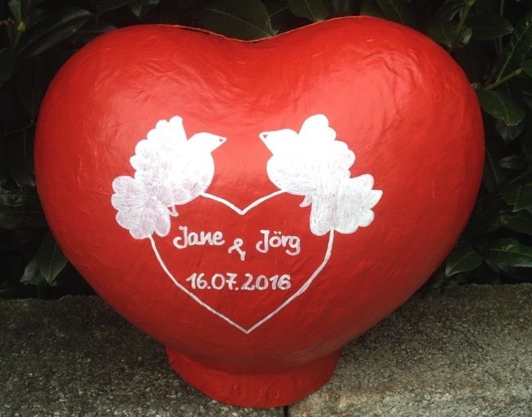 Herz XXL rot Hochzeit Box für Umschläge Geldgeschenke Box Umschlagbox Tauben