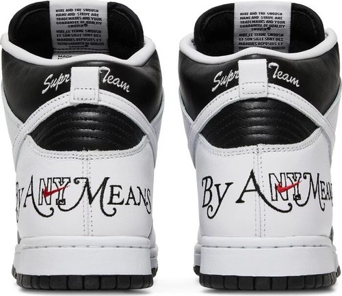 Size 8 - Nike Supreme x Dunk SB High By Any Means White Black | eBay