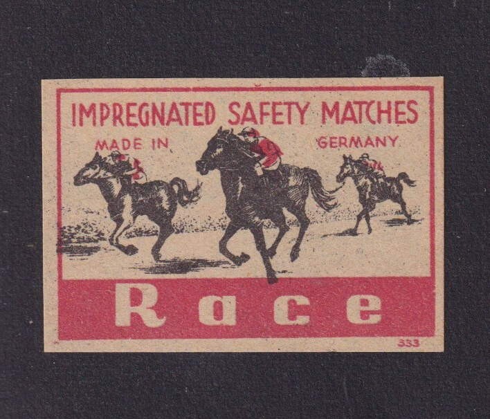 Ancienne    Ã©Tiquette  Allumettes  Allemagne  Bn163055 Cheval Jockey