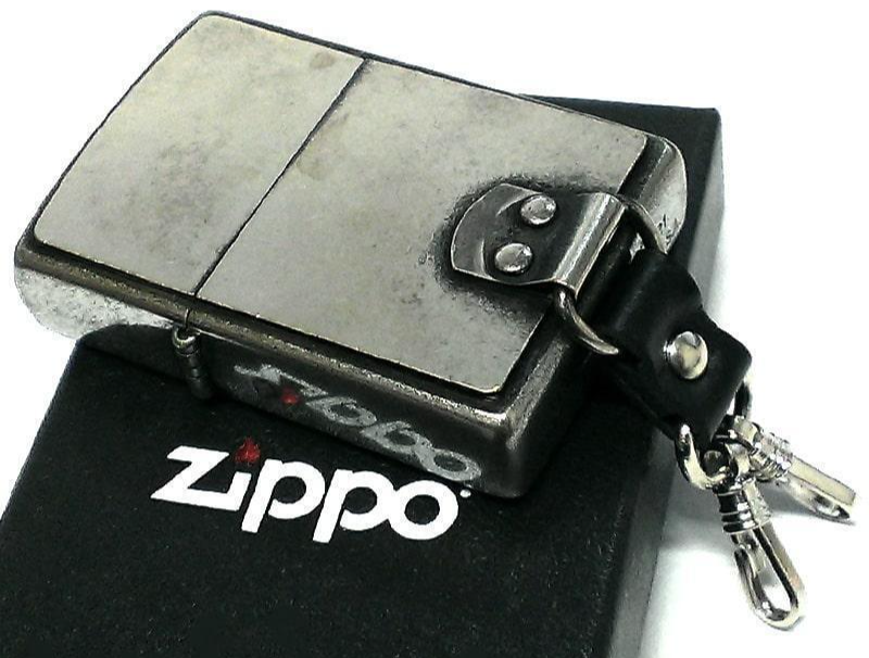 Zippo lighter barrel metal black leather key holder key chain unused from Japan Zippo lighter barrel metal black leather key holder key chain unused from Japan