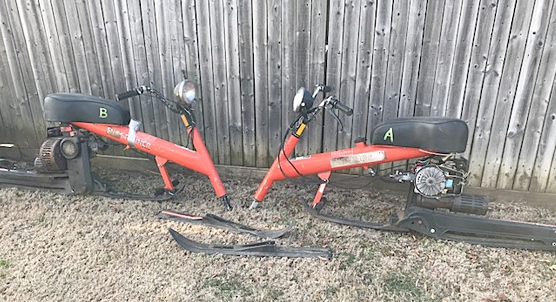 Pair of SNO-RUNNER, RABBIT,Chrysler,SNow bike,Sno-bike Snow,RARE,Oddity,in So.NJ