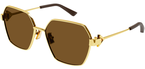 Pre-owned Bottega Veneta Sunglasses Bv1224s-005 Gold - Brown