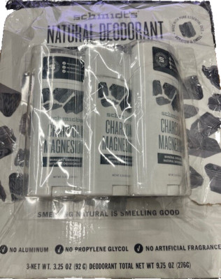 PACK 3 Schmidt's Natural Deodorant CHARCOAL + MAGNESIUM(NWB)