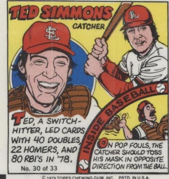 1979 Topps MLB Bubble Gum Player Portraits - Ted Simmons #30