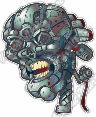 Robot Skull Angry Terminator Robocop Car Bumper Window Vinyl Sticker Decal 4''X5''