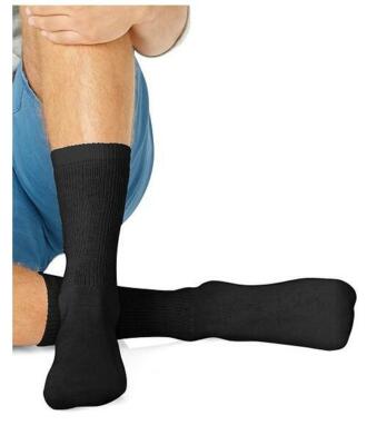 Hanes Premium Men's Crew Socks White Black Gray Socks Size:10-13/Shoe Size:6-12