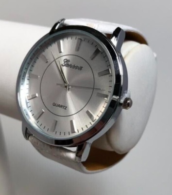 NEW Geneva 3287 Women's VALAIS Classic White Sunray Dial Silver Bezel Watch