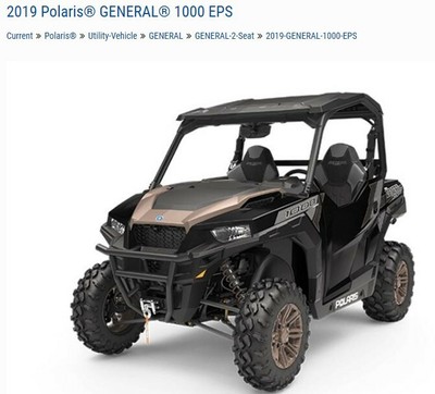 2019 Polaris General 1000 EPS Ride Command Edition Black Pearl Black