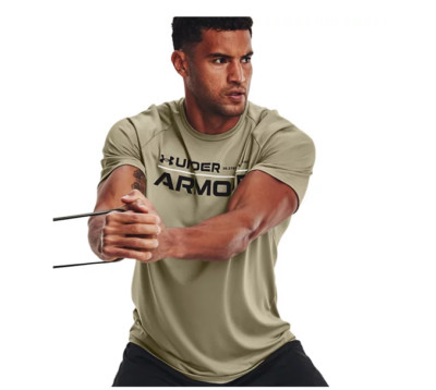 Under Armour Men's UA Tech  2.0 Wordmark Khaki Short Sleeve New!!!