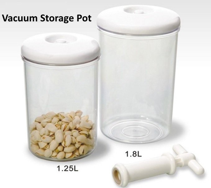 Vacuum Storage Pot Set 2 Contenitori Cibo Salva Freschezza Pompa Vuoto Aria moc