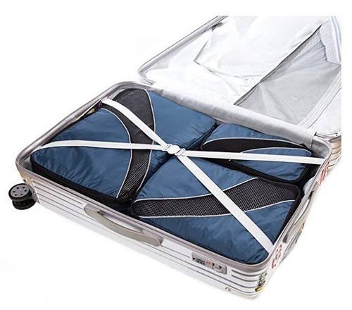 Ecredit Packing Organizers Cubes, Mesh Compression Travel Water resistant Blue