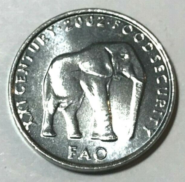 2002 Somalia 5 shillings Coin Elephant Animal Africa Wildlife