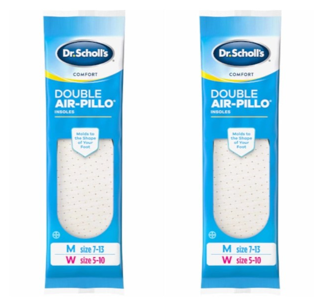 2x Dr. Scholl's Double Air-Pillo with Memory Foam Insoles Men 7-13 Women 5-10