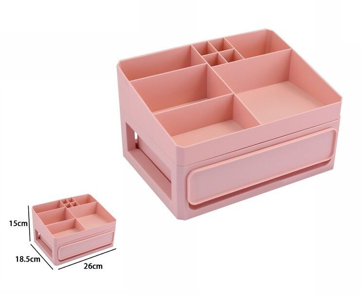 Espositore Organizer Porta Trucco Box Portagioie Cosmetici 1 Cassetto Rosa dfh