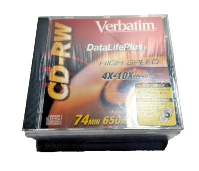 Pack of 5 Each Verbatim Datalife Plus High Speed 74M 650MB CD-RW Disk