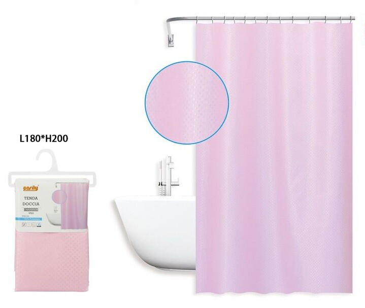 Tenda Doccia AntiMuffa Impermeabile 180x200cm Con Anelli Bagno Rosa Rombi dfh