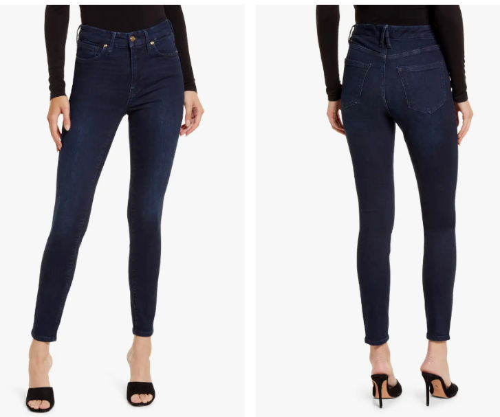 

НОВЫЕ джинсы GOOD AMERICAN Blue Good Legs с высокой посадкой и зауженными штанинами из органического хлопка  29, Синий