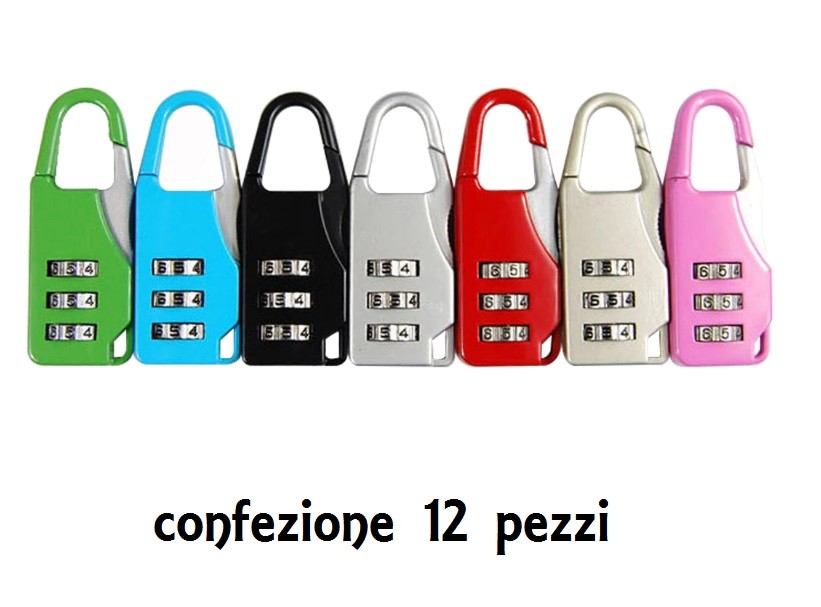 Set 12 Pezzi Lucchetto A combinazione Resettabile 3 Cifre Valigia Bagaglio dfh