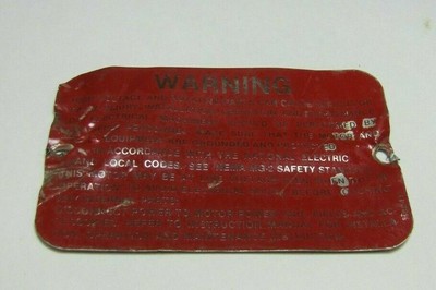 WARNING HIGH VOLTAGE ROTATING PARTS Nameplate Tag Small Equipment Sign