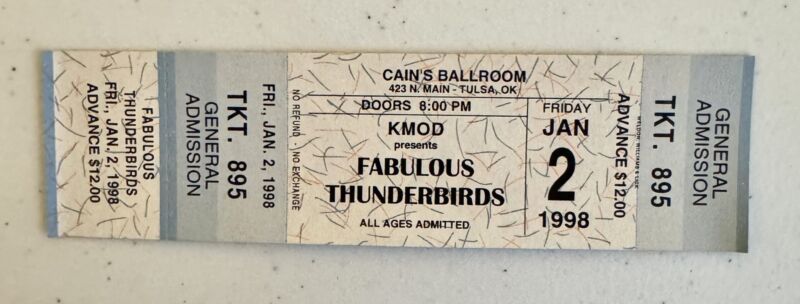 Fabulous Thunderbirds Concert Ticket 1998