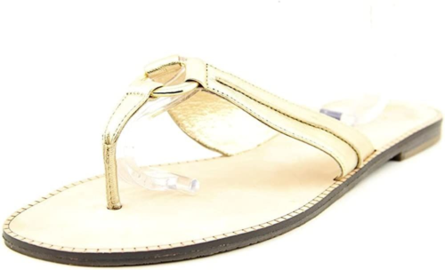 Pre-owned Lilly Pulitzer Women's Mckim Sandal In Gold Metal