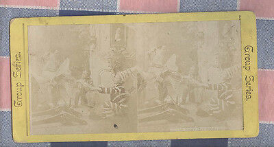 Old Stereoview Group Series   Rainy Day Sports  Costumed Children