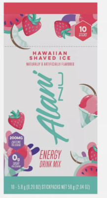 Alani Nu Energy Sticks Hawaiian Shaved Ice 10 Count 200mg Caffeine Gluten Free