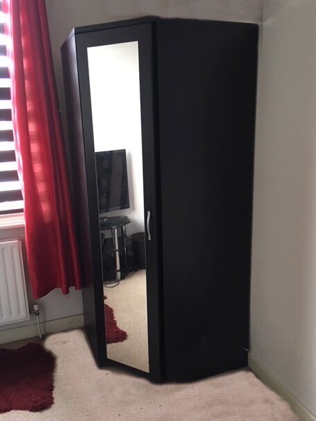 Sorry Sold Black Corner Ikea Wardrobe With Mirror Door In