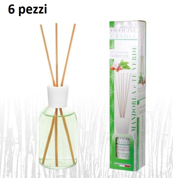 Set 6 Pz Diffusore Profumo Aroma Profumatore Ambiente Mandorla Tè 125ml dfh