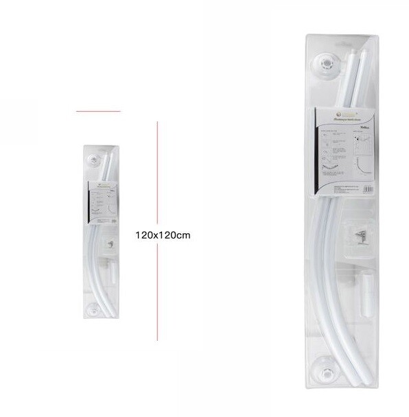 Bastone Asta Tenda Doccia Barra Curva Lati Angolare Bianca 120x120cm dfh