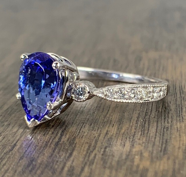 Pre-owned Sterling .80 Ct Pear Cut Natural Tanzanite Women Engagement Ring In 925  Silver