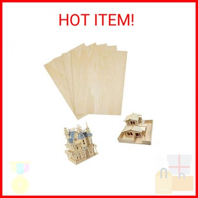 Basswood Sheets Unfinished Plywood for Crafts - 5 PCS 1/16 x 8 x 12Inch Thin Woo