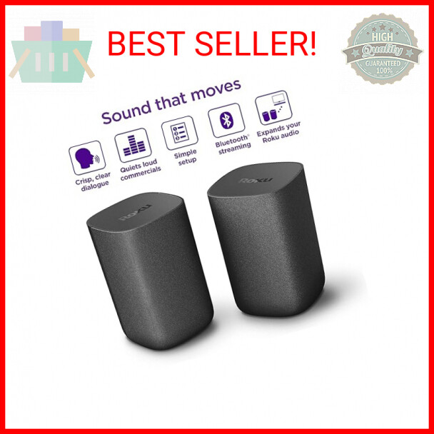 Roku Wireless Speakers (for Roku Streambars or Roku TV),Black 2 Count (Pack of 1