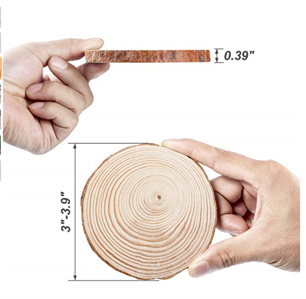 Unfinished Wood Slices Crafts 32pcs Natural Tree Bark Circle Pre-drilled Wooden